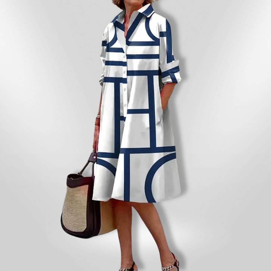 Lynna – Casual Midi Dress with Pockets and Buttons