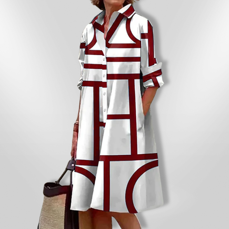 Lynna – Casual Midi Dress with Pockets and Buttons