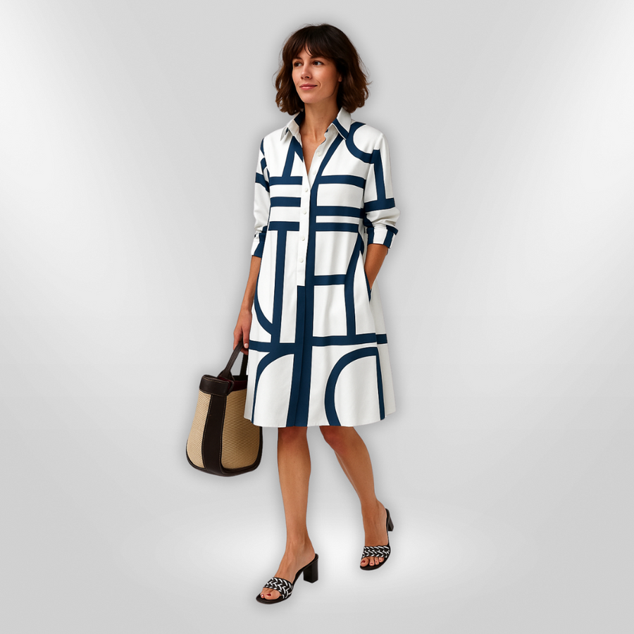 Lynna – Casual Midi Dress with Pockets and Buttons