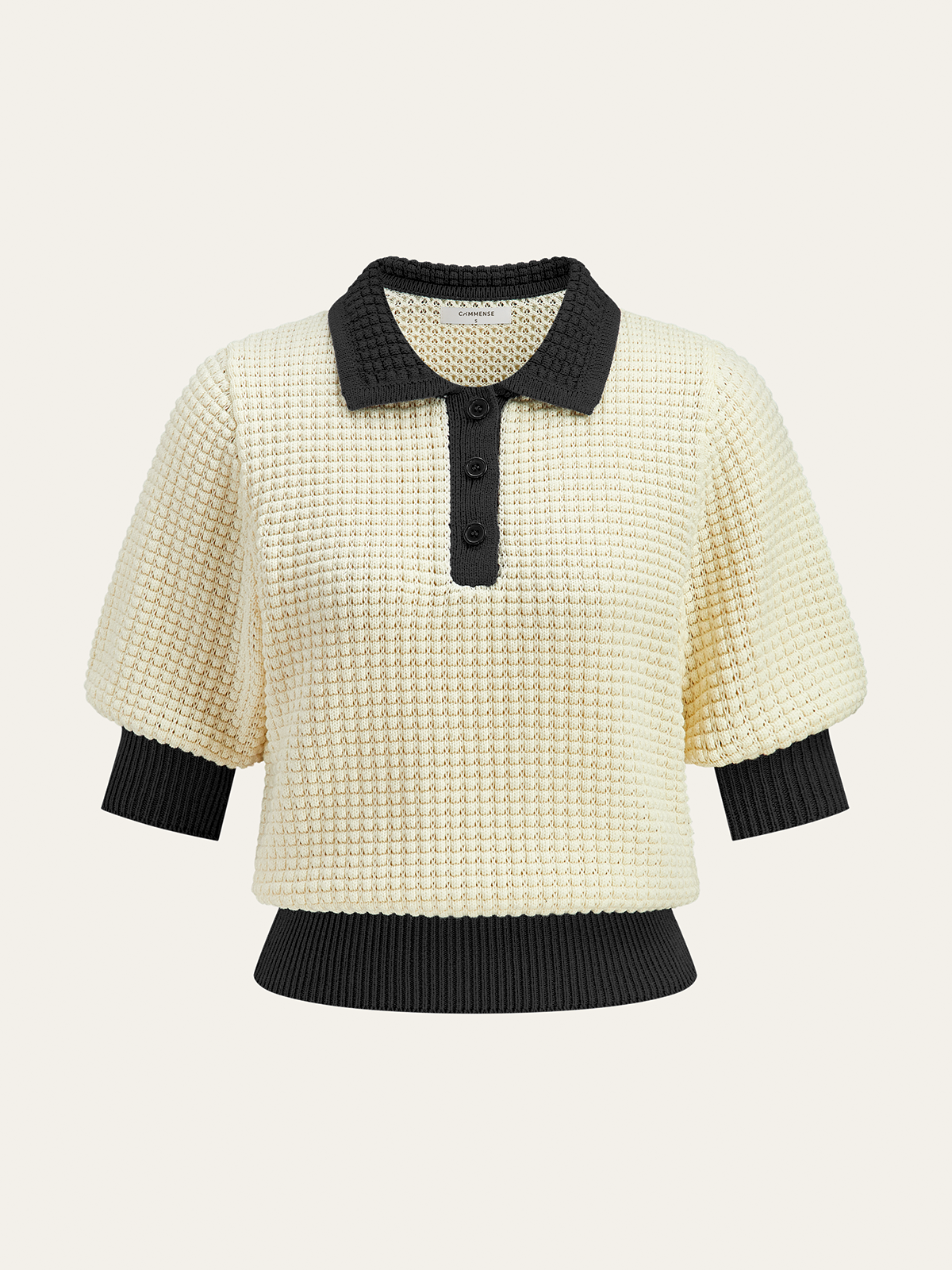 Crochet-Knit Polo Top