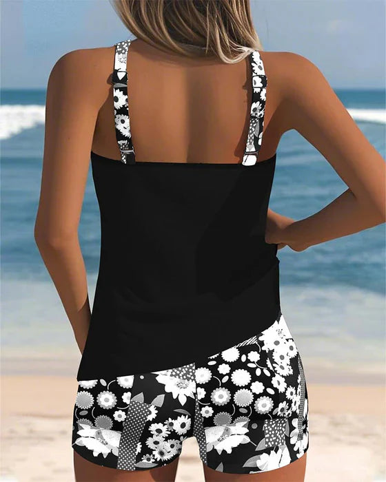 Yara – Sporty swimsuit with boxer shorts