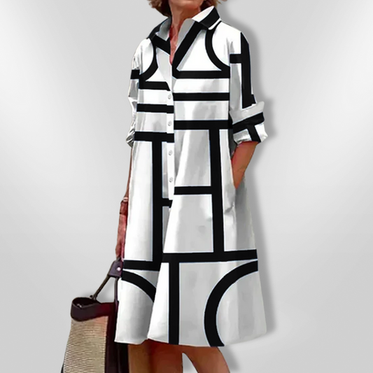 Lynna – Casual Midi Dress with Pockets and Buttons