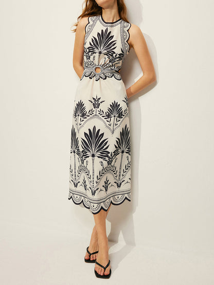 Boho Floral Cut-Out Dress