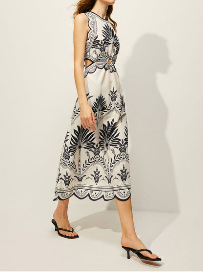 Boho Floral Cut-Out Dress
