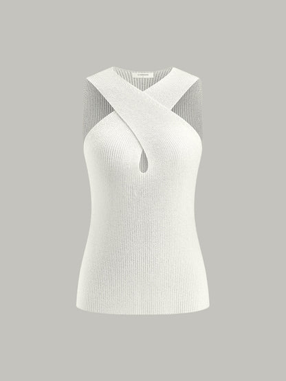 Halter Cross-Over Collar Tank Top