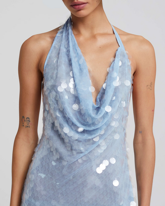 Naline™ | Sequin Halter Maxi Dress