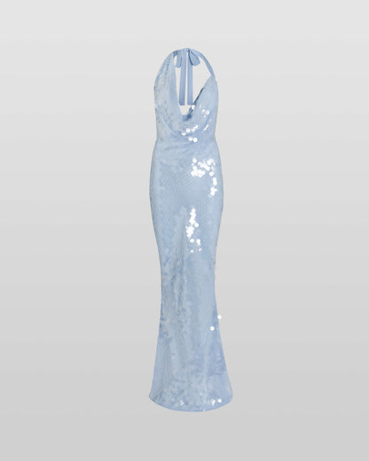 Naline™ | Sequin Halter Maxi Dress