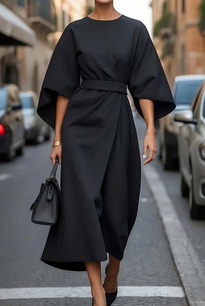 Sonia - Elegant Dress with Lantern Sleeves and Belt