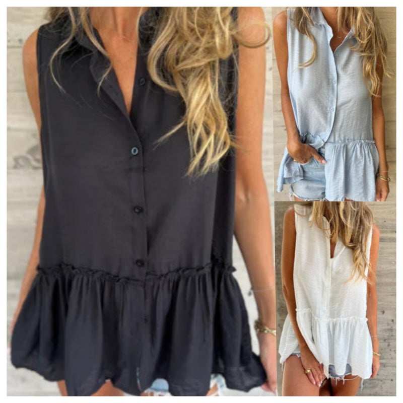 Letty™ - Ruffle Buttoned Top